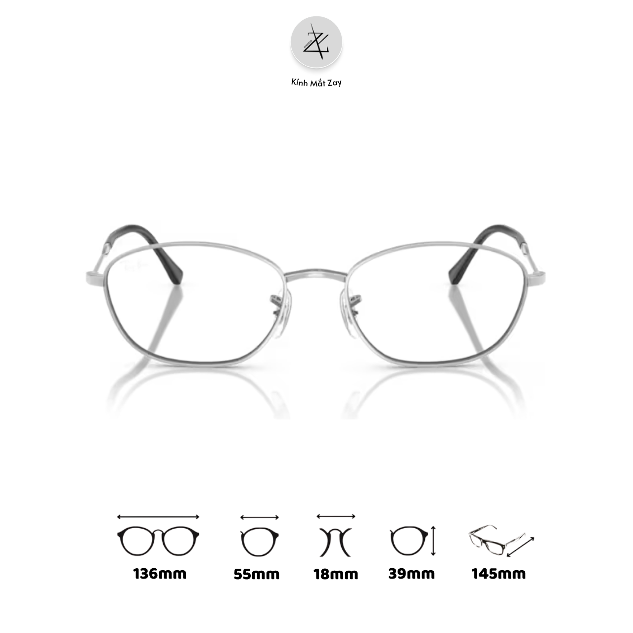  Gọng kính RayBan 0RX3749V dáng oval kim loại chính hãng fullbox 