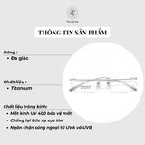 Gọng khoan không viền 16007 dáng đa giác titanium cao cấp