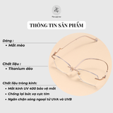 Gọng khoan không viền đính đá 0637 - 88 dáng mắt mèo titanium dẻo cao cấp