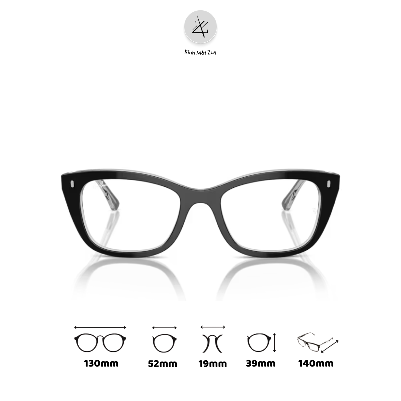  Gọng kính RayBan 0RX5433 dáng mắt mèo nhựa Acetate chính hãng fullbox 