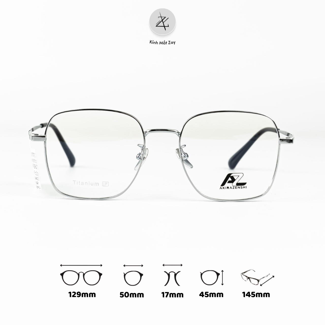  Gọng kính AkiraZenshi 33032 dáng vuông Titanium chính hãng 
