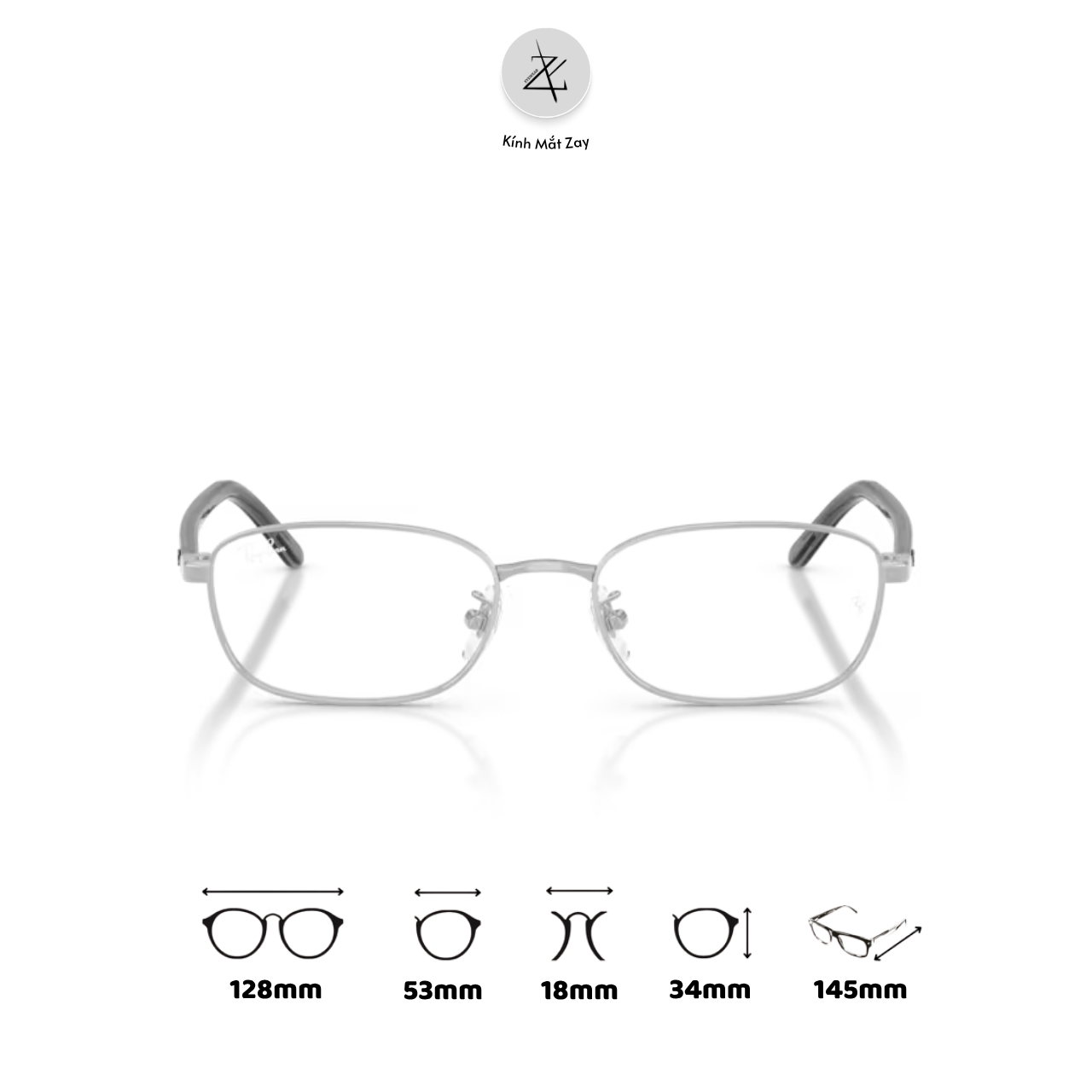  Gọng kính RayBan 0RX6551D dáng chữ nhật kim loại chính hãng fullbox 