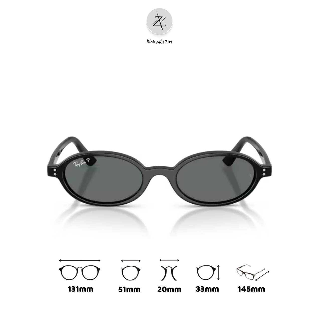  Kính mát RayBan 0RB4472 dáng oval nhựa Injected chính hãng fullbox 