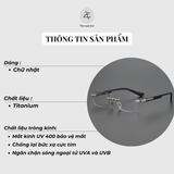  Gọng khoan không viền Chrome Hearts CH8130 dáng chữ nhật titanium cao cấp full box 