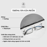  Gọng kính Zay Eyewear 81016ST dáng vuông Titanium 10g phong cách Hàn Quốc 