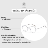  Gọng kính Zay Eyewear P90365 dáng mắt mèo Titanium phong cách Hàn Quốc 