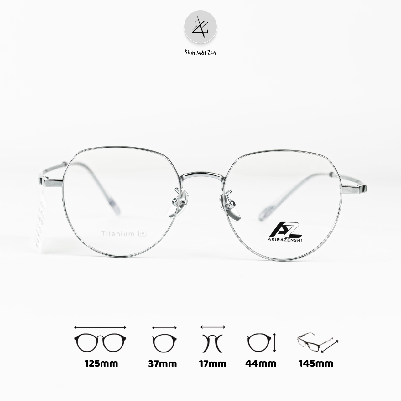 Gọng kính AkiraZenshi 33030 dáng tròn Titanium chính hãng 