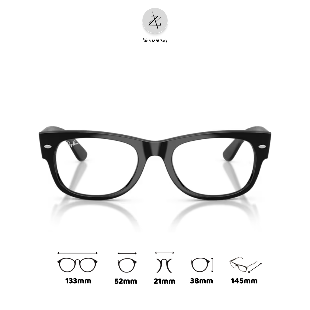  Gọng kính RayBan 0RX0832VF dáng vuông nhựa acetate chính hãng fullbox 