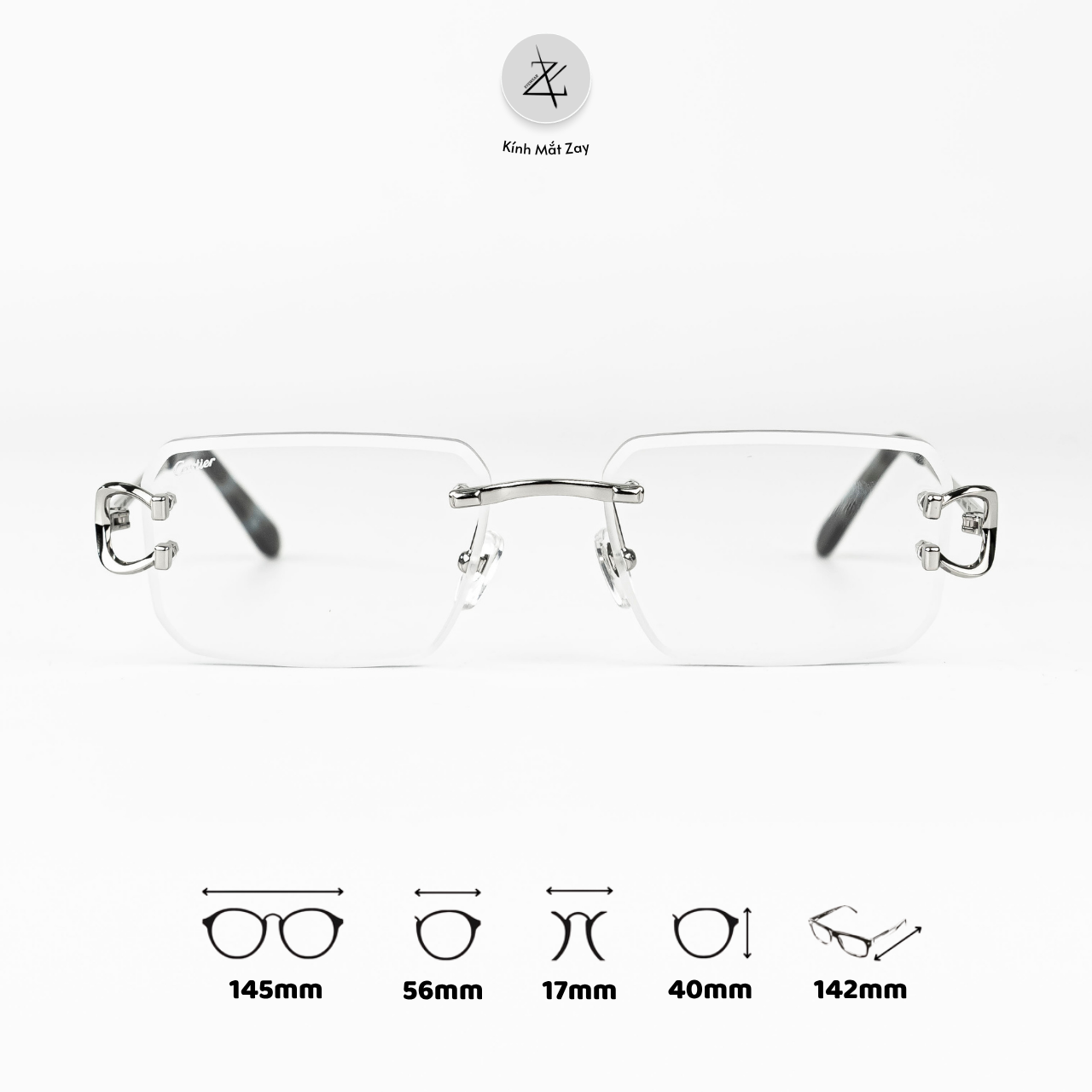  Gọng khoan không viền Size To CT0829S dáng đa giác titanium cao cấp 