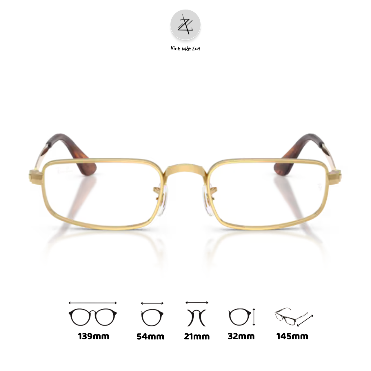  Gọng kính RayBan 0RX3927V dáng chữ nhật kim loại chính hãng fullbox 