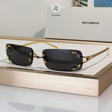  Gọng kính khoan không viền Gentle Monster Mosh dáng chữ nhật titanium cao cấp fullbox 