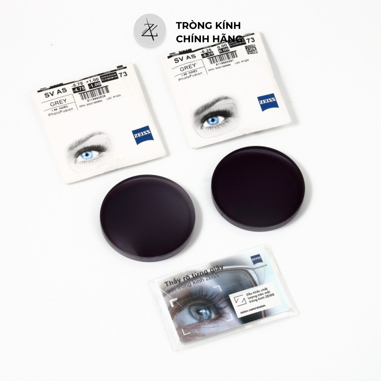  Tròng kính Đổi màu khói đen Lọc ánh sáng xanh Zeiss PhotoFusion X Extra Grey Chính Hãng (Sẵn) 