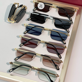  Kính mát khoan không viền gấp gọn Cartier CT0499S dáng vuông titanium cao cấp fullbox 