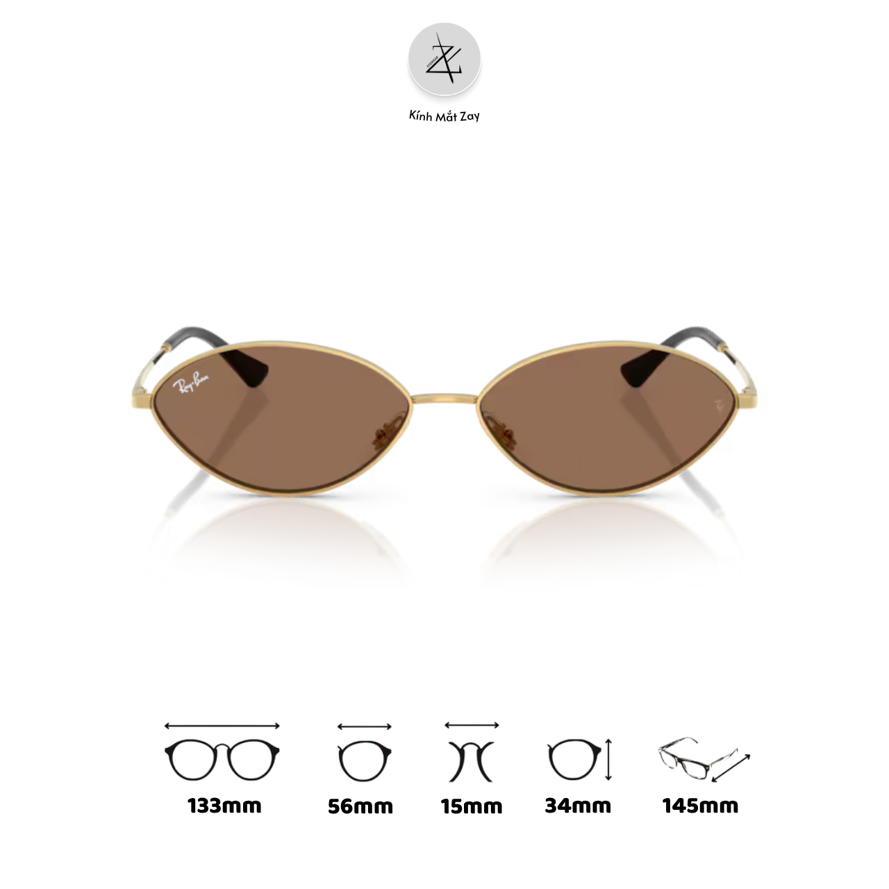  Kính mát RayBan Kai 0RB3757 dáng oval kim loại chính hãng fullbox 