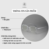  Gọng khoan không viền 0603 dáng đa giác titanium cao cấp 