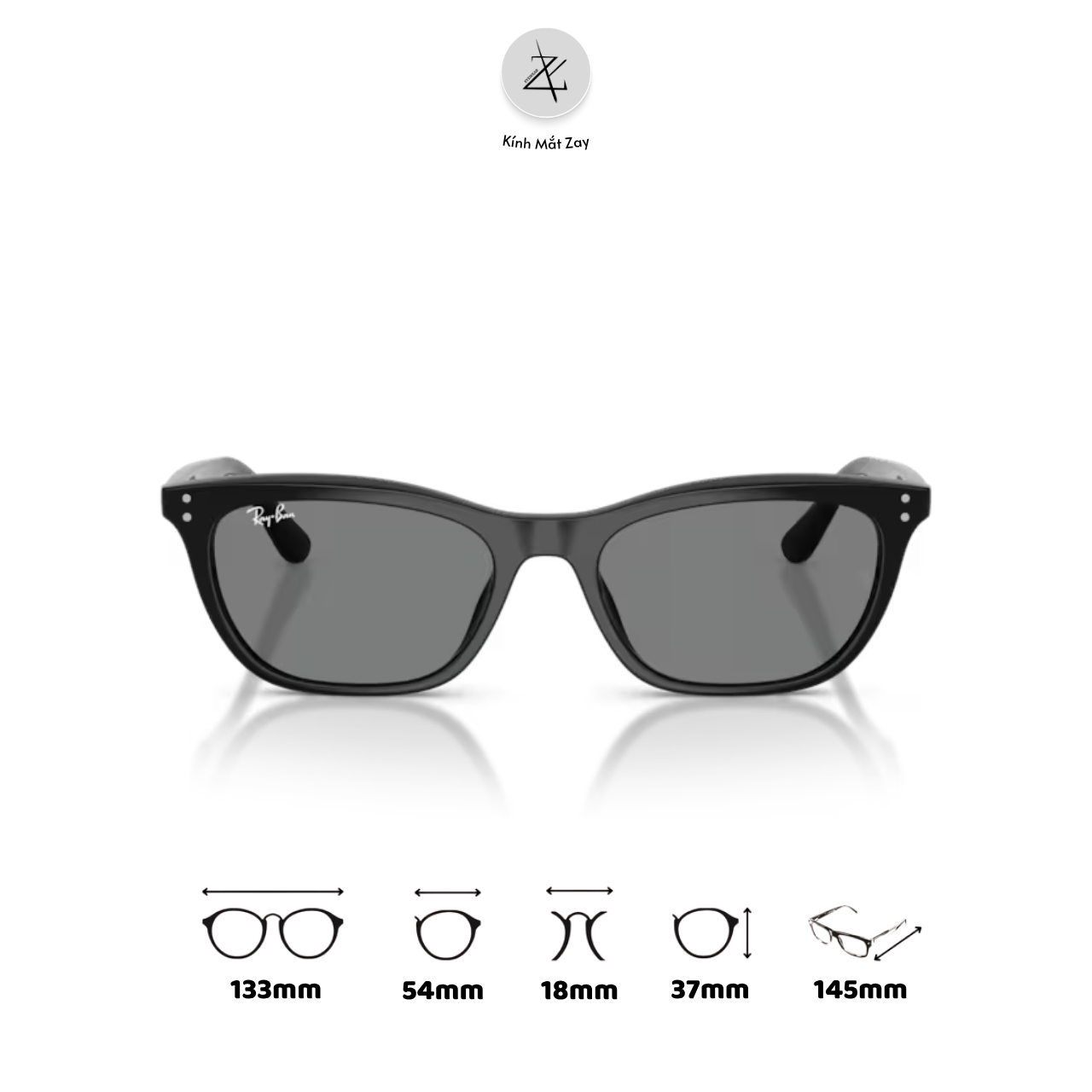  Kính mát RayBan 0RB4474D dáng mắt mèo nhựa Propionate chính hãng fullbox 