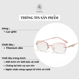 Gọng khoan không viền đính đá 0605 - 58 dáng lục giác titanium dẻo cao cấp