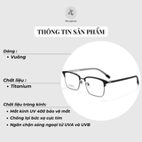  Gọng kính Zay Eyewear 85001 dáng vuông nửa khung Titanium phong cách Hàn Quốc 