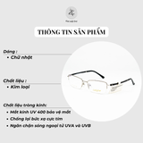  Gọng kính xẻ cước D1670 dáng Chữ nhật nữa khung kim loại 