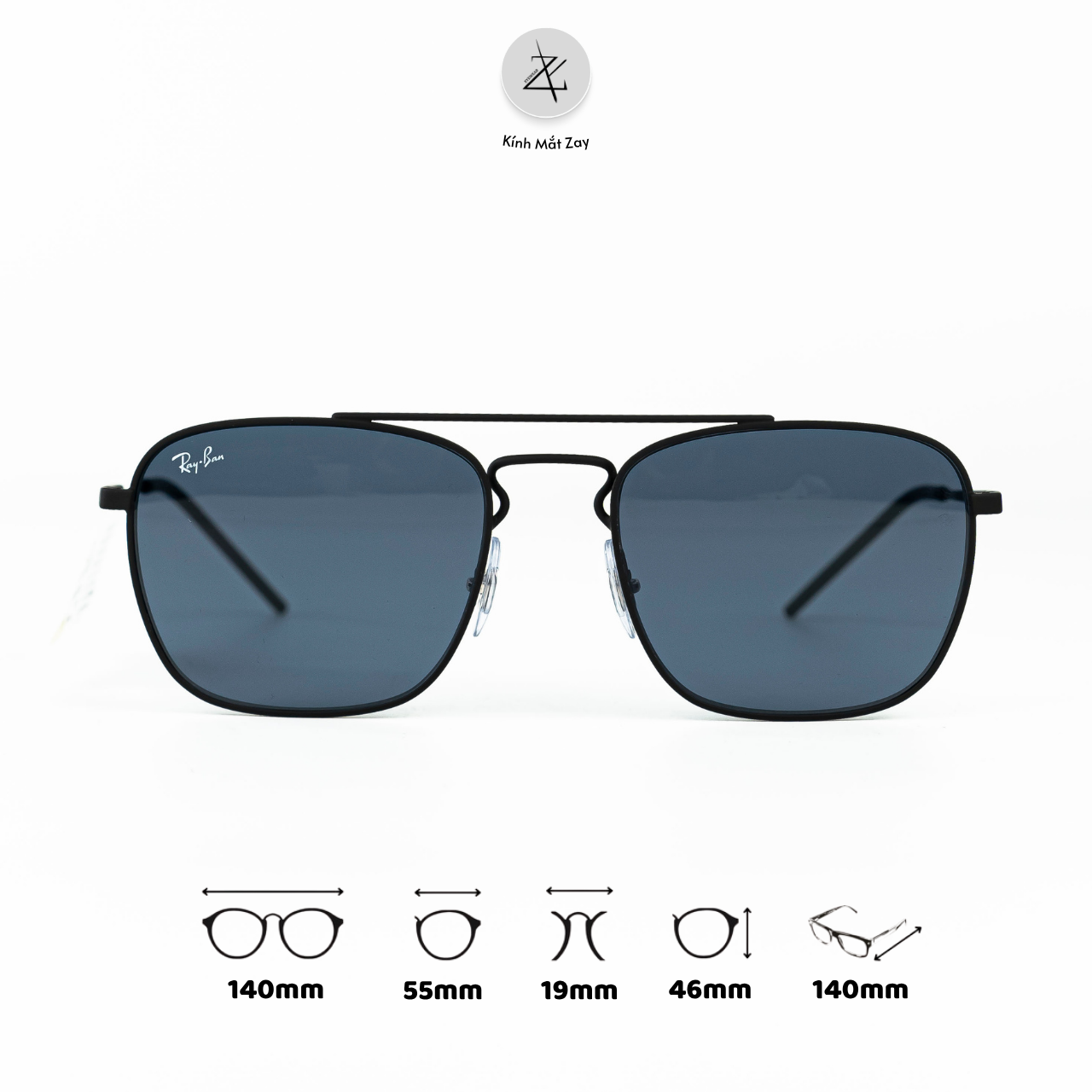  Kính mát RayBan 0RB3588 dáng phi công kim loại chính hãng fullbox 