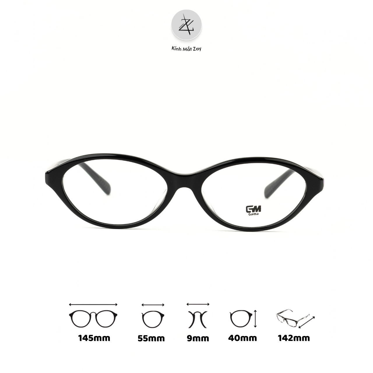 Gọng kính GAMA BC-2336  dáng mắt mèo nhựa Acetate dẻo chính hãng 