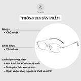 Gọng kính Zay Eyewear 8933 dáng chữ nhật Titanium phong cách Hàn Quốc