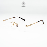  Gọng khoan không viền Chrome Hearts CH8085 dáng chữ nhật titanium cao cấp full box 
