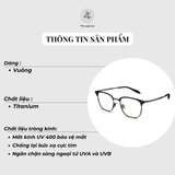  Gọng kính nửa khung Molsion MA7032 dáng vuông nhựa acetate & titanium chính hãng fullbox 