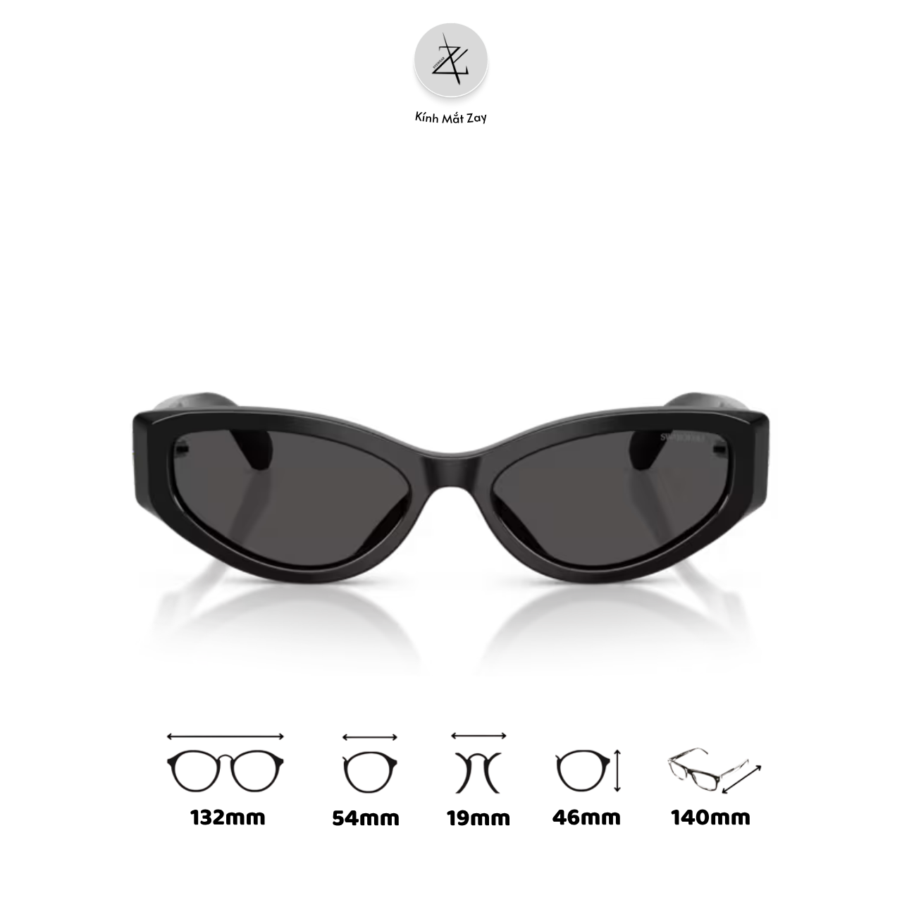  Kính mát Swarovski 0SK6045U 100187 dáng mắt mèo nhựa Acetate chính hãng fullbox 