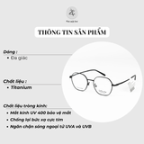  Gọng kính Velocity VL23341 dáng đa giác thép không gỉ chính hãng fullbox 
