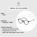 Gọng kính Zay Eyewear 9208 dáng tròn titanium phong cách Hàn Quốc