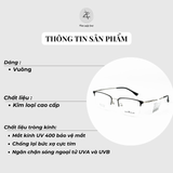  Gọng kính xẻ cước Helen Keller H82070 dáng vuông Titanium chính hãng fullbox 