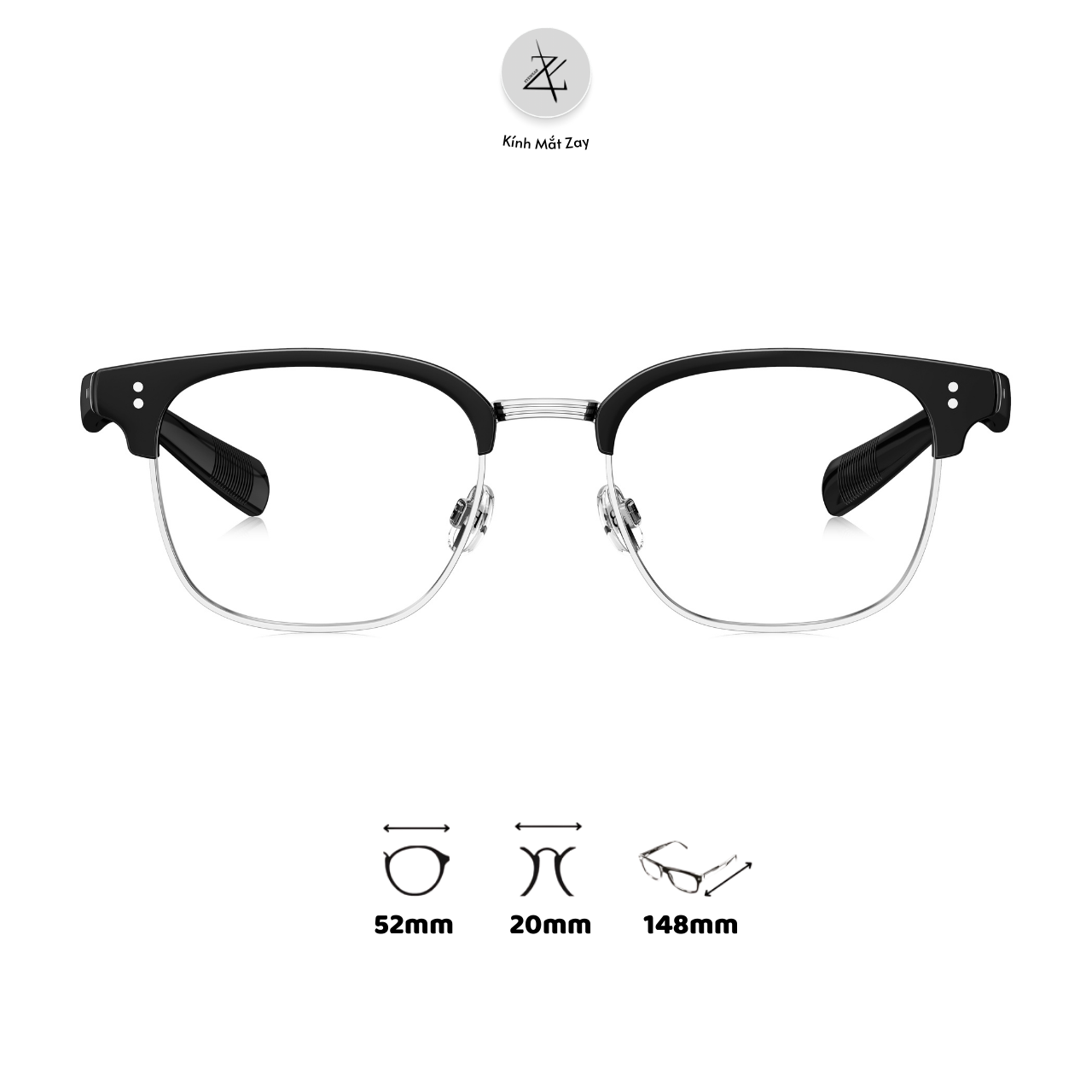  Gọng kính nửa khung Bolon BJ6186 dáng vuông nhựa acetate & titanium chính hãng fullbox 