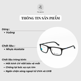  Gọng kính Zay Eyewear cucfit400xcn dáng vuông nhựa acetate phong cách Hàn Quốc 