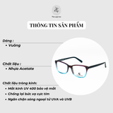  Gọng kính Zay Eyewear W019 dáng vuông nhựa acetate phong cách Hàn Quốc 