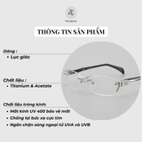  Gọng khoan không viền T1141 dáng lục giác titanium & nhựa acetate cao cấp 