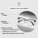  Gọng kính Zay Eyewear 122621 dáng vuông nửa khung Titanium phong cách Hàn Quốc 