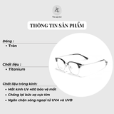  Gọng kính nửa khung Zay Eyewear 15243 dáng tròn titanium phong cách Hàn Quốc 