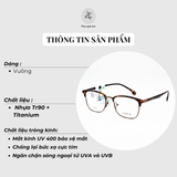  Gọng kính nửa khung Parim 85045 dáng vuông nhựa & titanium chính hãng fullbox 