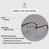  Gọng kính nửa khung 8902 dáng vuông nhựa & titanium cao cấp 