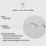  Gọng khoan không viền CH5813 dáng chữ nhật titanium cao cấp full box 