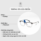 Gọng kính Ziozia browline KKDA6098 dáng Vuông nữa khung titanium fullbox chính hãng 