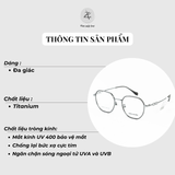  Gọng kính Helen Keller H82610 dáng đa giác Titanium chính hãng fullbox 