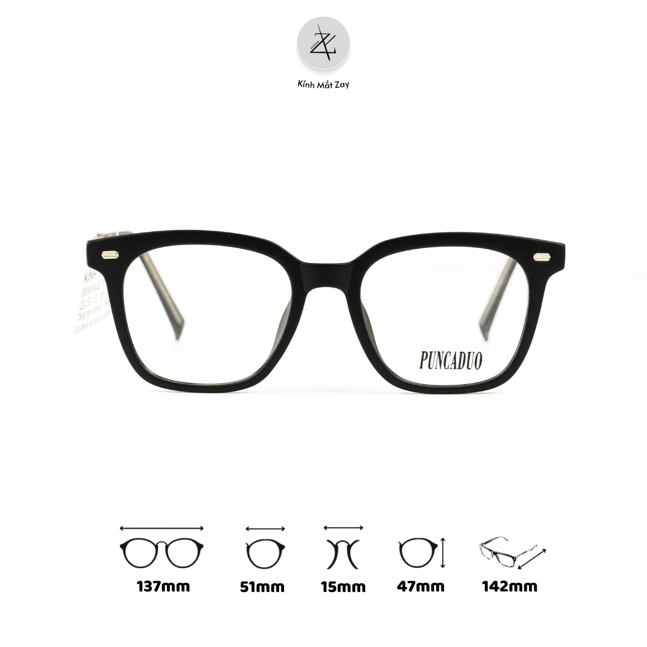  Gọng kính Puncaduo 7120 dáng vuông nhựa TR90 dẻo chính hãng 