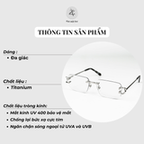  Gọng khoan không viền Size To CT0829S dáng đa giác titanium cao cấp 
