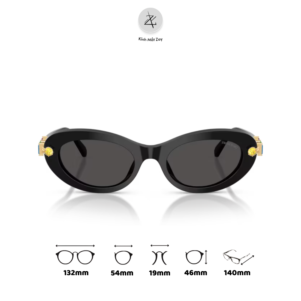  Kính mát Swarovski 0SK6042 100187 dáng oval nhựa Acetate chính hãng fullbox 