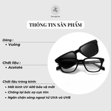 Kính râm cận thời trang S34205 clip on 2 in 1 chống tia UV