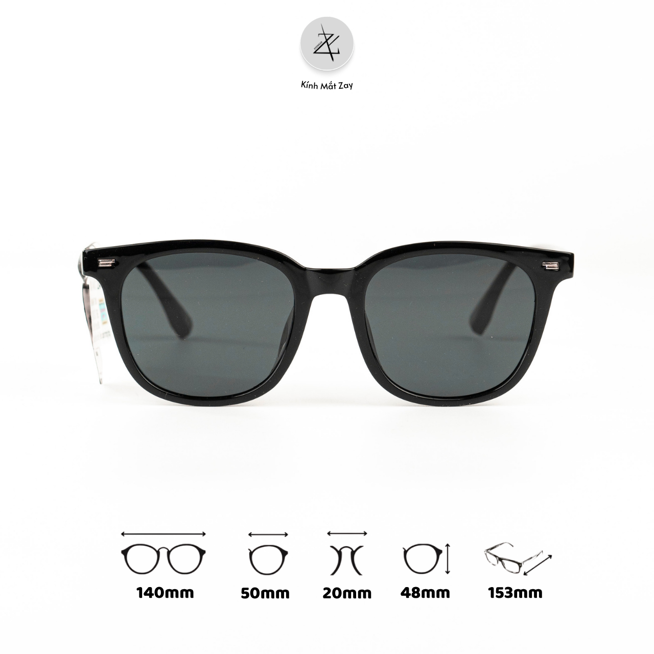  Kính mát phân cực polarized Gangnary TR28015 dáng vuông TR90 chính hãng 