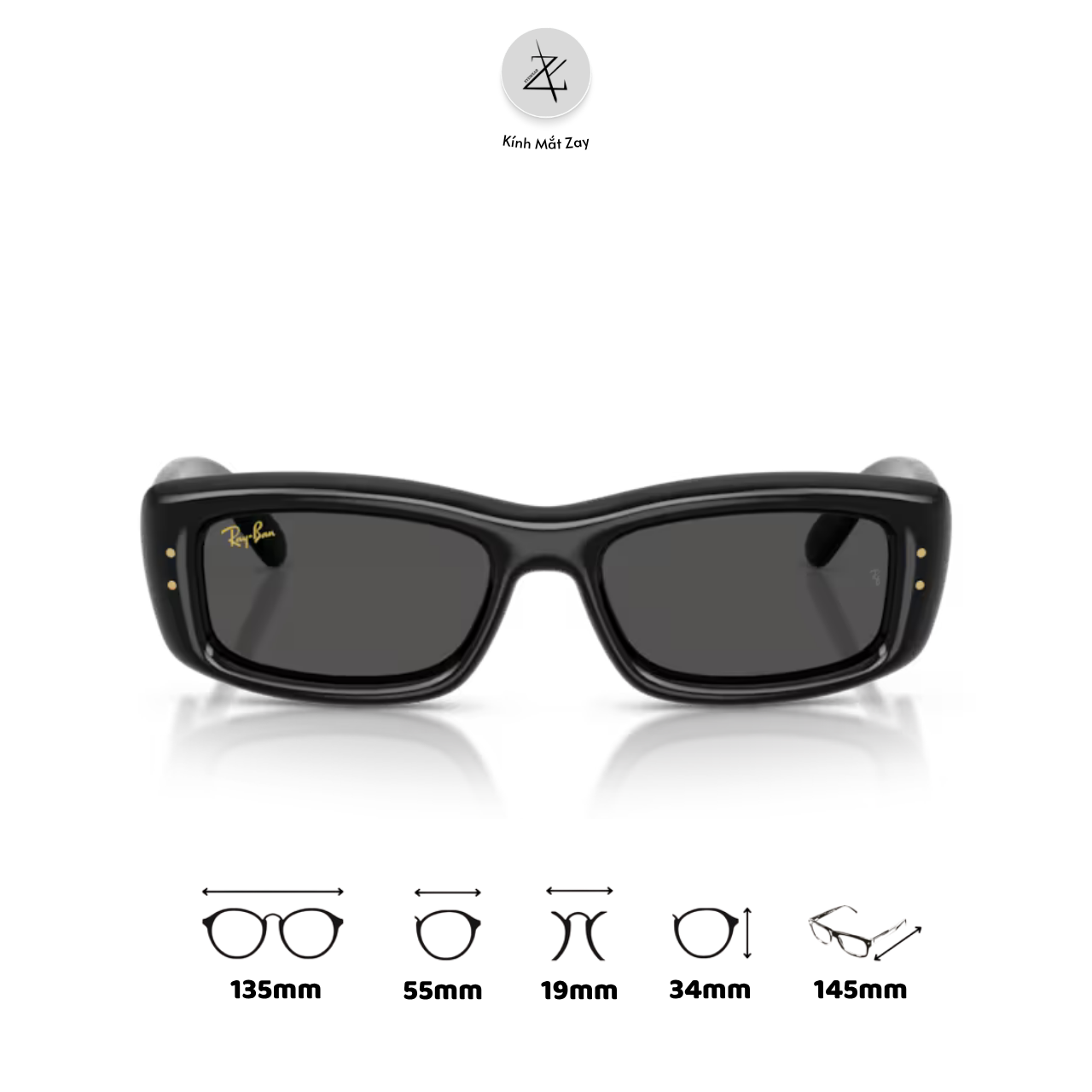  Kính mát RayBan x ASAP Rocky 0RB4944 dáng chữ nhật nhựa Nylon chính hãng fullbox 