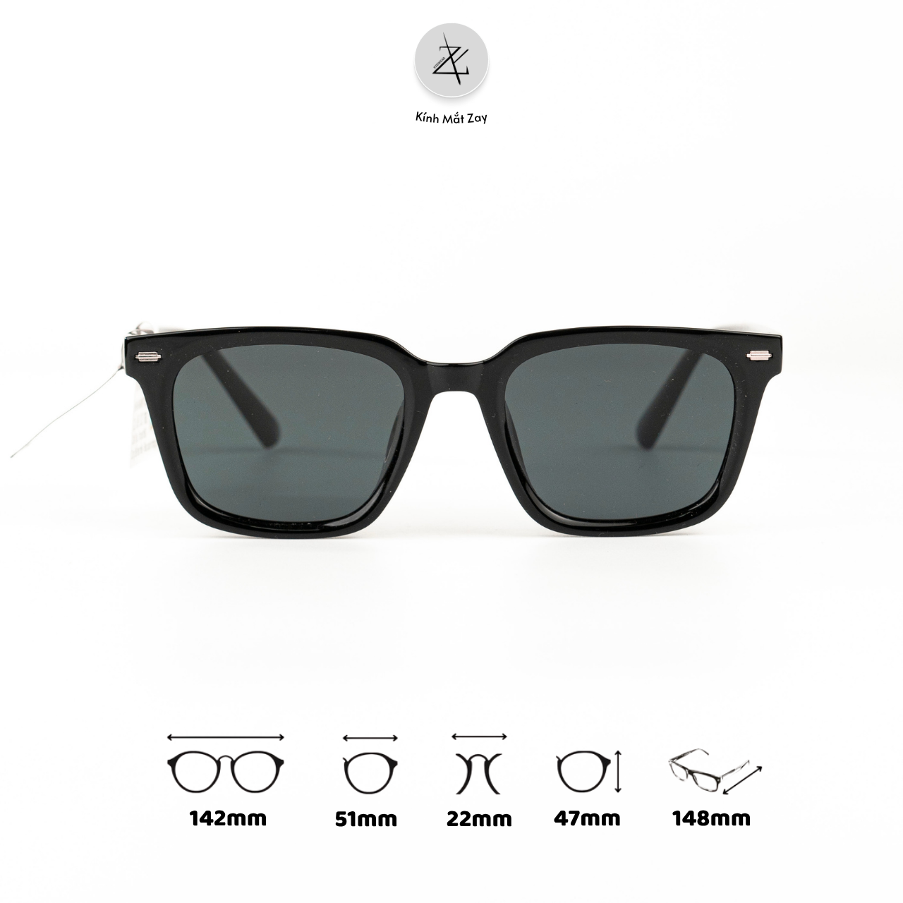  Kính mát phân cực polarized Gangnary TR28021 dáng vuông TR90 chính hãng 
